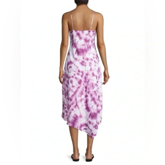 BCBGENERATION Lavender Tie-Dye Slip Midi Dress Asymmetrical Hem Size Large L - Picture 3 of 9